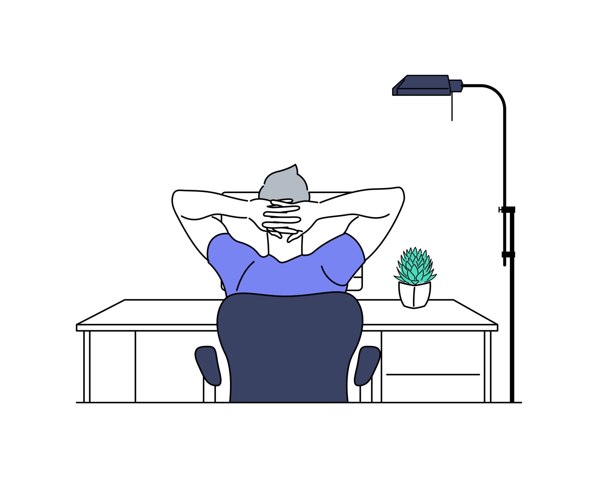 Мужчина отдыхает за столом